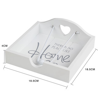 White Wedding Home Heart Wooden Timber Napkin Serviette Holder Dispenser