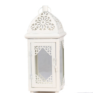 6 x Medium White Antique Wedding Candle Lantern - Moroccan Style