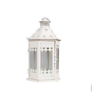 6 x Large White Antique Wedding Candle Lantern - Moroccan Style
