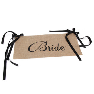 Set of Bride And Groom Burlap Chair Signs Rustic Vintage 