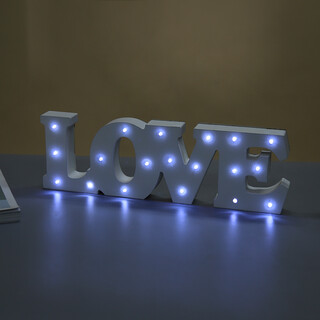 White Wooden LOVE LED Light Up Sign Free Standing Wedding Party Letters 