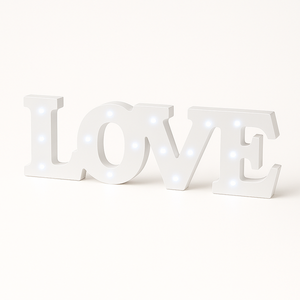 White Wooden LOVE LED Light Up Sign Free Standing Wedding Party Letters 