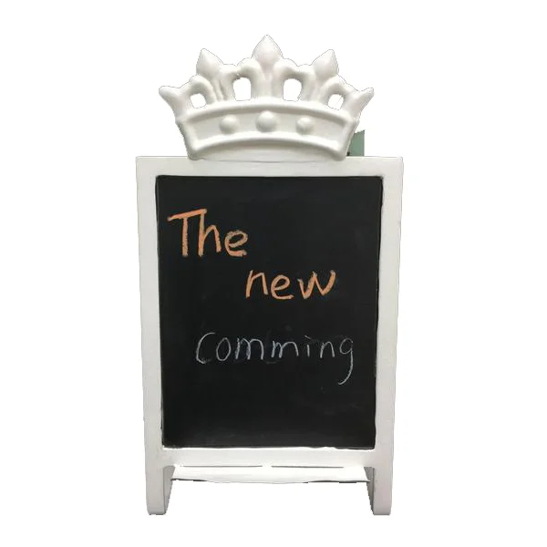 White Crown Blackboard Metal Table Stand 16x30cm Chalkboard Wedding V
