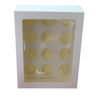 100 x White Cupcake Box 12 Holes With Clear Window  
