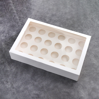 50 x White Cupcake Box 24 Holes With Clear Window  