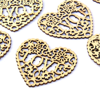100pcs x Wooden Hanging LOVE Heart Shape Craft Embellishment Wedding Decor