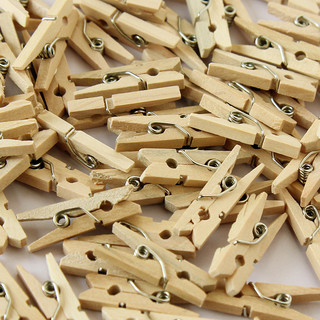 100pcs x Natural Wooden Mini Pegs Clips Photo Card Wedding Party Decor