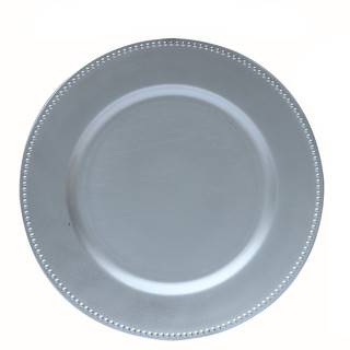 25 x Silver Charger Plate 33cm Beaded Edge