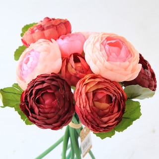 10 Heads Pink & Wine Silk Peony Rose Bouquet Flowers Artificial Wedding Home Decor