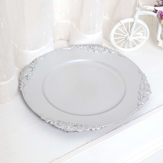 24 x Silver Vintage Charger Plate 33cm French Style
