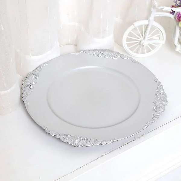 20 x Silver Vintage Charger Plate 33cm French Style