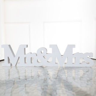 Large White Wooden Mr&Mrs Letters Sign 42cm