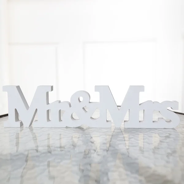 Large White Wooden Mr&Mrs Letters Sign 42cm