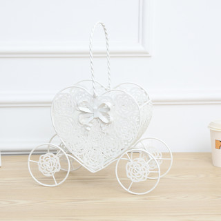 White Metal Heart Shape Flower Holder Centerpiece 
