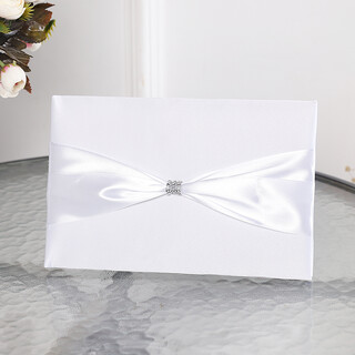 White Wedding Guest Book With Ribbon Sach Diamante Clasp