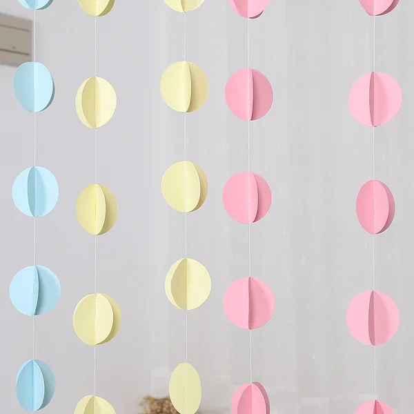 4M Yellow Round Paper Hanging Bunting Banner 