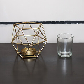 6 X Gold Pentagon Shaped Geometric Design Tea light Votive Candle Holder