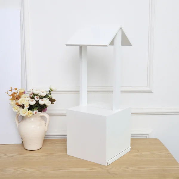 White Wooden Wedding Wishing Well 'Cottage' Money Gift Card Box
