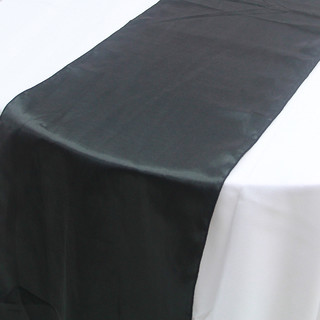 10 x Black Satin Table Runner Chair Cover Sash Ribbon Roll Wedding Decor