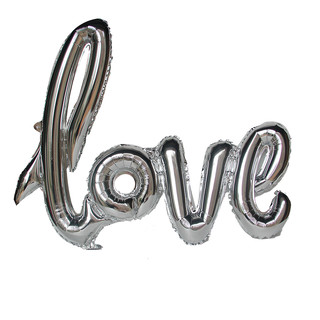 40" Silver LOVE Foil Balloon Script Engagement Wedding Anniversary Part Decor 