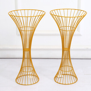 2 x Gold Hour Glass Shape Flower Stand Centrepiece