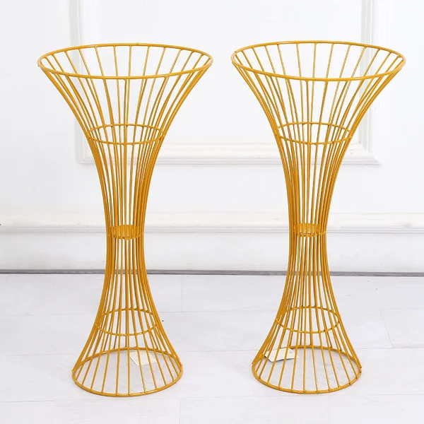 2 x Gold Hour Glass Shape Flower Stand Centrepiece