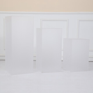 Set of 3 Frosted Acrylic Cube Display Plinth Pedestal 