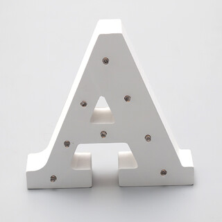 'A'  White Alphabet Wooden Letter LED Sign Light