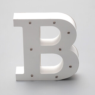 'B'  White Alphabet Wooden Letter LED Sign Light