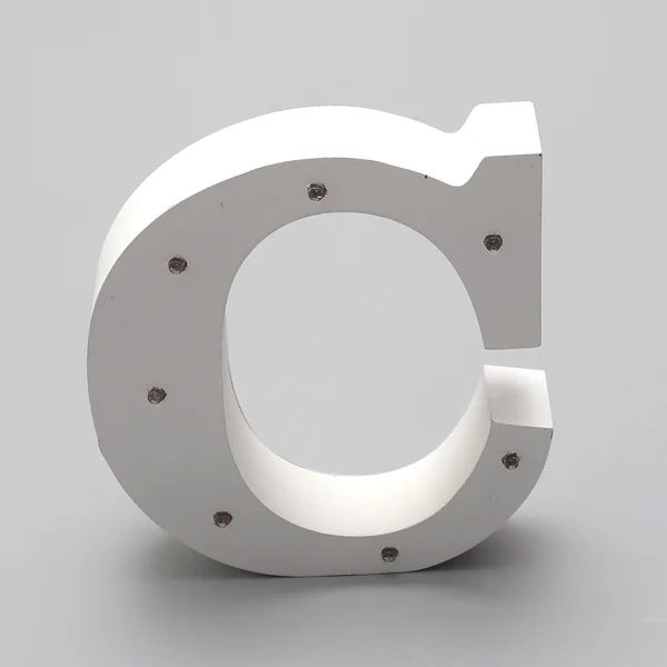 'C'  White Alphabet Wooden Letter LED Sign Light