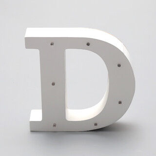 'D'  White Alphabet Wooden Letter LED Sign Light