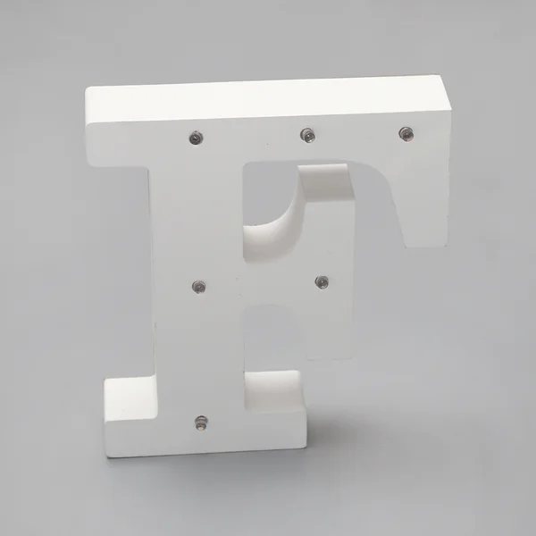 'F'  White Alphabet Wooden Letter LED Sign Light