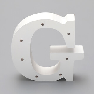 'G'  White Alphabet Wooden Letter LED Sign Light