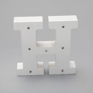 'H'  White Alphabet Wooden Letter LED Sign Light