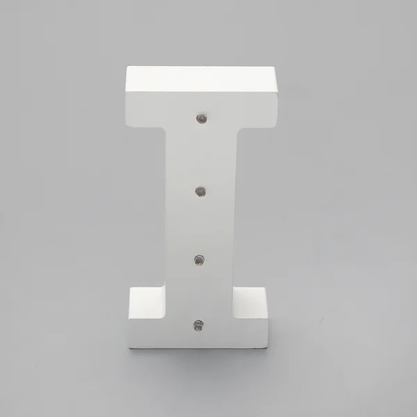'I'  White Alphabet Wooden Letter LED Sign Light
