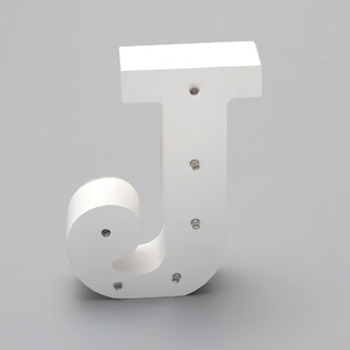 'J'  White Alphabet Wooden Letter LED Sign Light