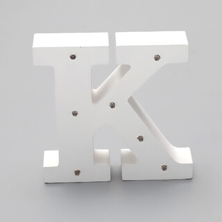 'K'  White Alphabet Wooden Letter LED Sign Light