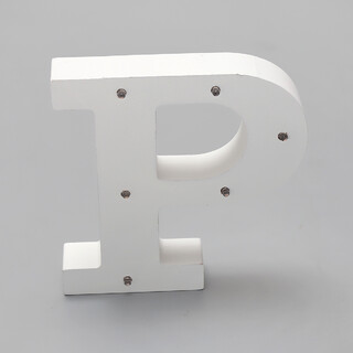 'P'  White Alphabet Wooden Letter LED Sign Light