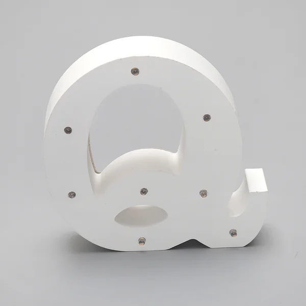 'Q'  White Alphabet Wooden Letter LED Sign Light