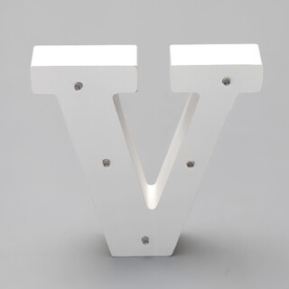 'V'  White Alphabet Wooden Letter LED Sign Light