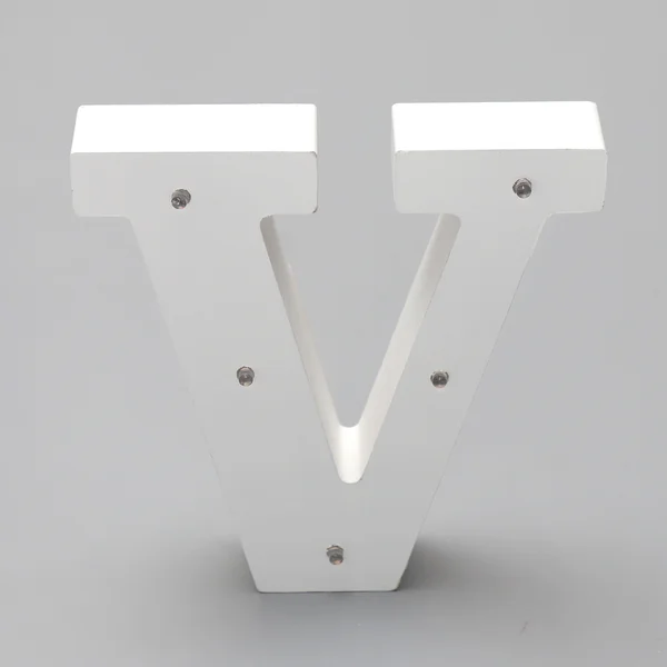'V'  White Alphabet Wooden Letter LED Sign Light