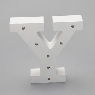 'Y'  White Alphabet Wooden Letter LED Sign Light