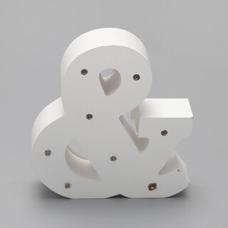 '&'  White Alphabet Wooden Letter LED Sign Light