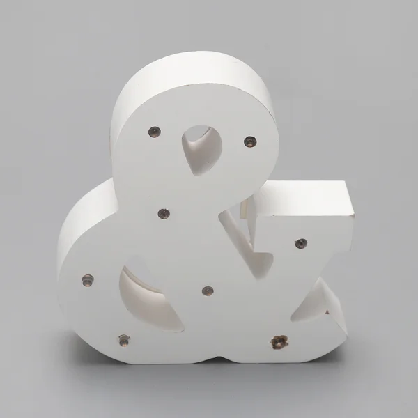 '&'  White Alphabet Wooden Letter LED Sign Light