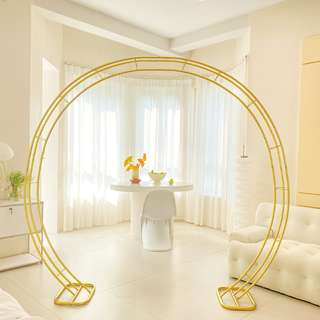 2.3M Gold Circular Metal Decorative Arch For Garden Wedding Prom