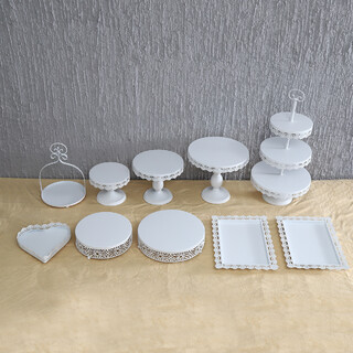 10PCS White Cake Metal Holder Set Cupcake Tray & Stand
