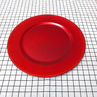 25 x Red Charger Plate 33cm Beaded Edge 