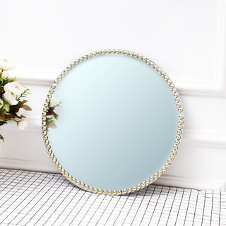 6 x Round 40CM Mirror Base With Gold Pearl Wedding Table Centrepiece
