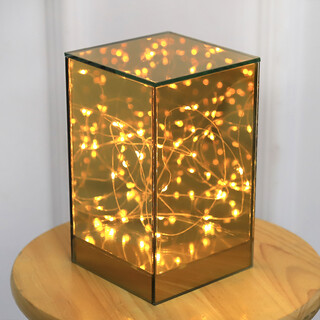 6 x 20cm Square Glass Centrepiece lamp Warm White LED Light