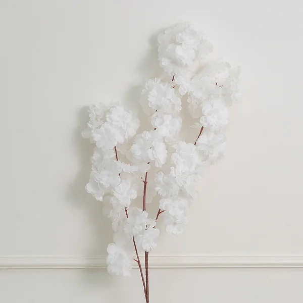 10 x 1m White Artificial Cherry Flowers Silk Plum Blossom
